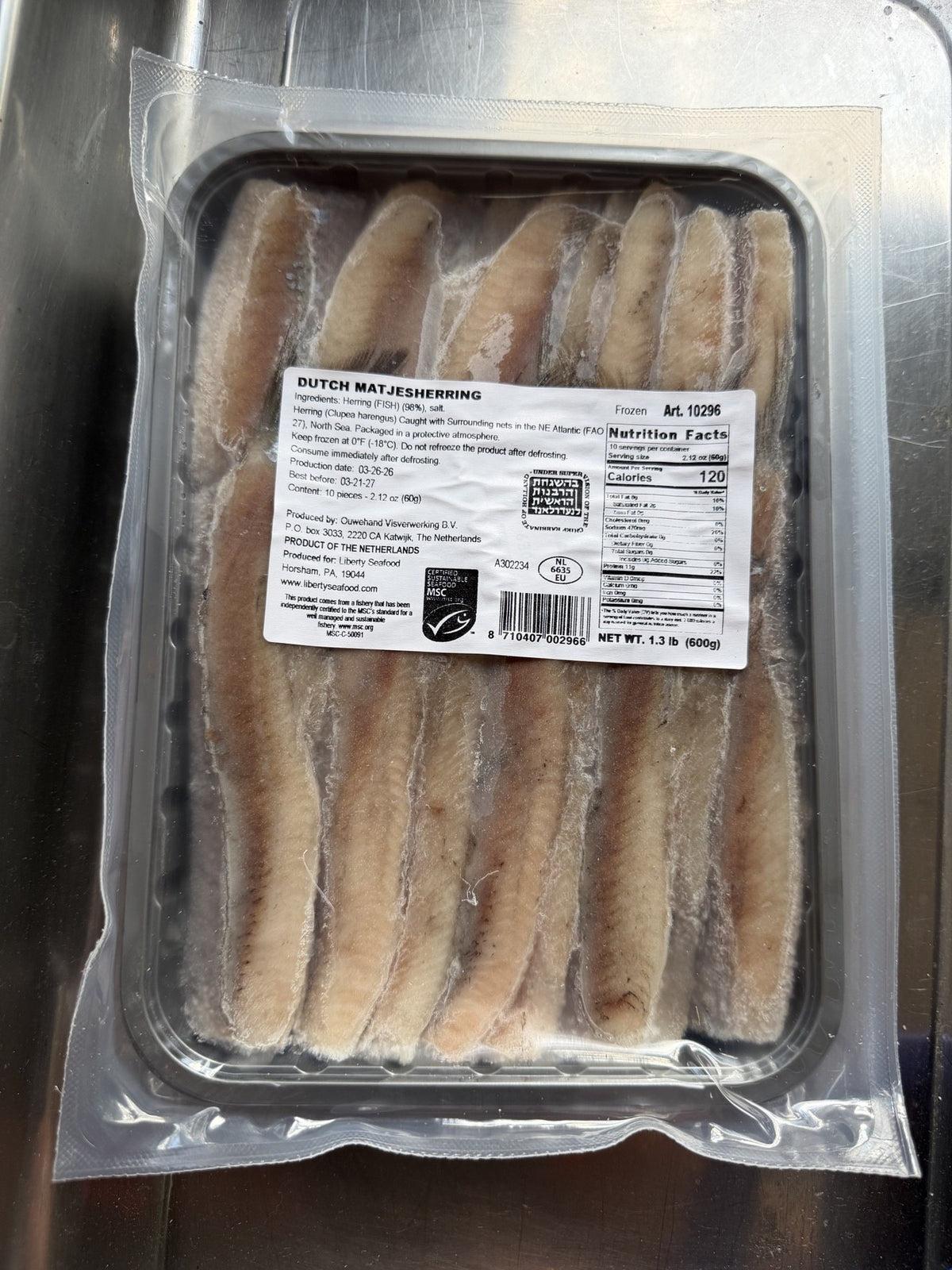 Vacuum pack of Dutch matjes herring fillets