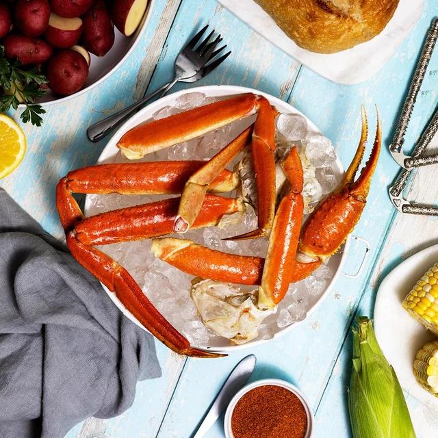 Snow crab legs served on crushed ice
